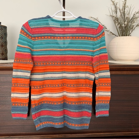 LRL Multi-Colour Striped Linen Blend Sweater, Size Small - Picture 7 of 9